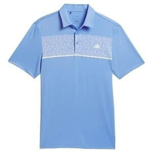 ADIDAS Performance Polo Shirt Mens Sz Large Blue White Flowers Floral Top NWT